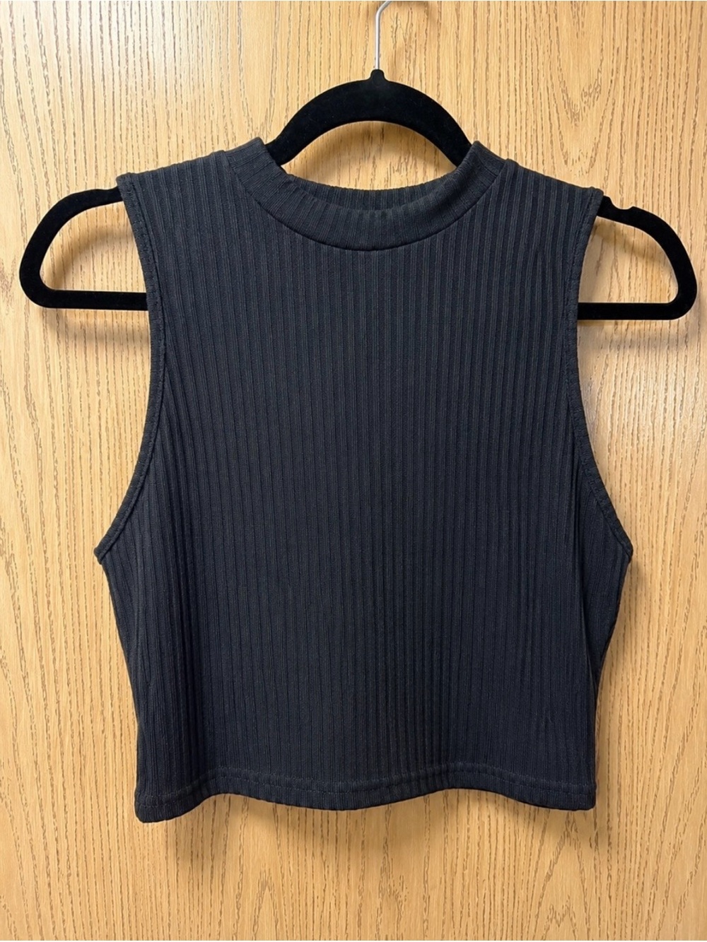 SHEIN Black Ribbed Mock Neck Sleeveless Crop Top XL